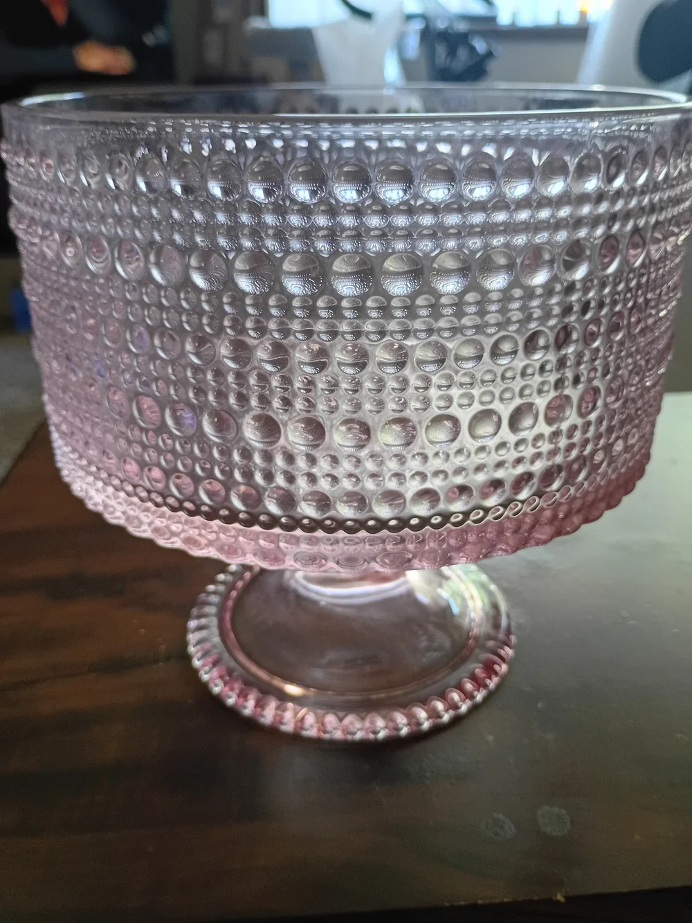 Pink Textured Glass Pedestal Bowl - Home Accents